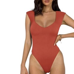 Sexy Casual V Neck Double Lined Sleeveless Slimming Tank Top Bodysuits Med. NWT